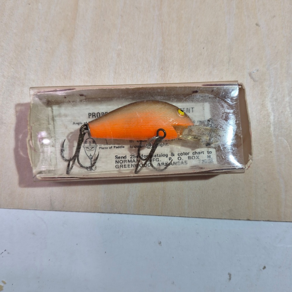 Vintage Norman Lures Deep Diver Crankbait Orange Brown Crawfish Fishing Lure USA